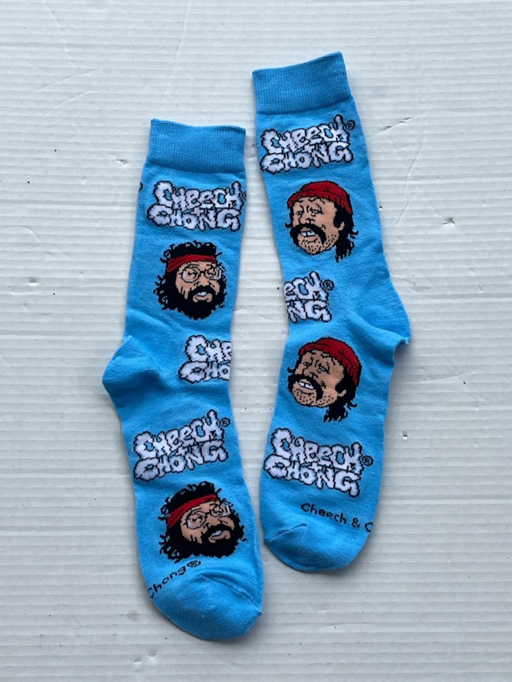 Cheech & Chong Blue Graphic Crew Socks - Picture 2 of 7